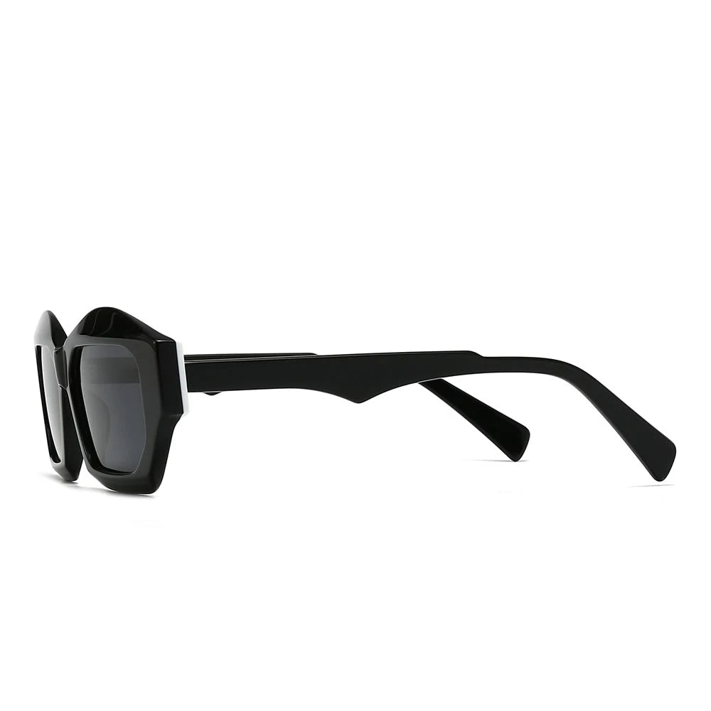 Vintage patchwork acetate polygonal cat-eye sunglasses