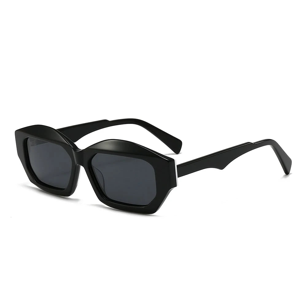 Vintage patchwork acetate polygonal cat-eye sunglasses