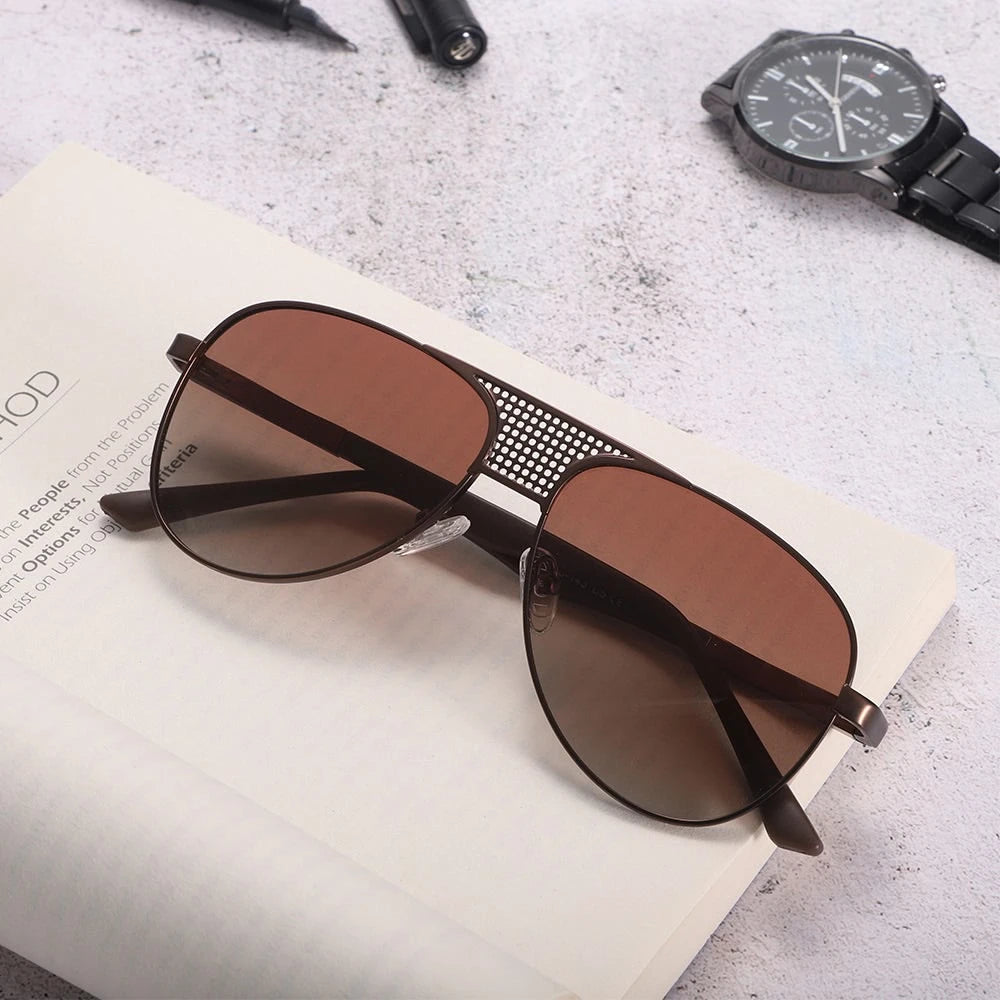 Dollger Silver and Lavender Gradient Aviator Sunglasses