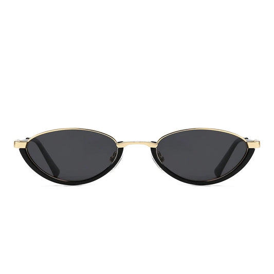 Dollger Semi-Rimless Oval Black Frame Sunglasses