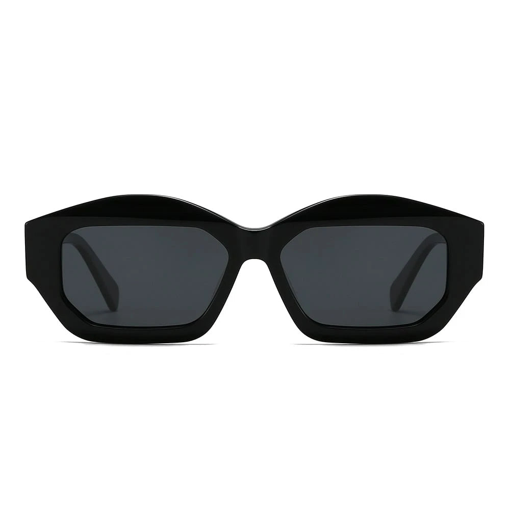 Vintage patchwork acetate polygonal cat-eye sunglasses