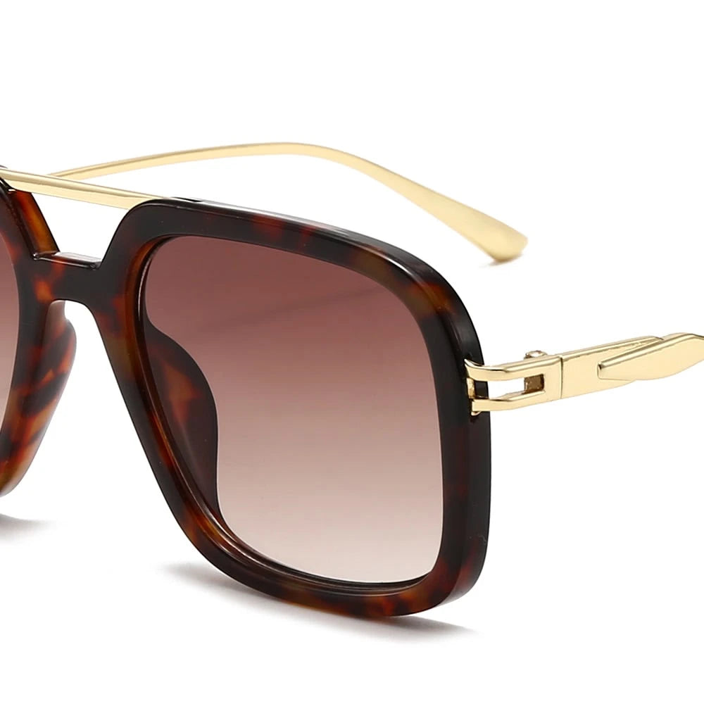 Dollger Oversized Square Aviator Tinted Sunglasses
